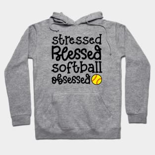 Stressed Blessed Softball Obsessed Girls Softball Mom Cute Funny Hoodie